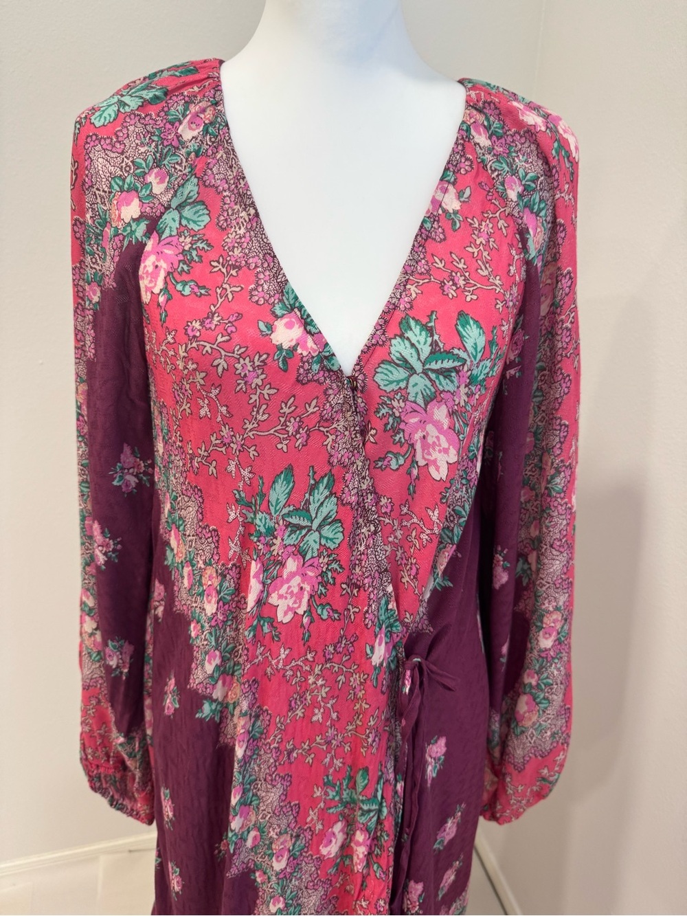 Figue Frederica Floral Ruffle Wrap Maxi Dress NO BELT XS/S - Picture 3 of 9